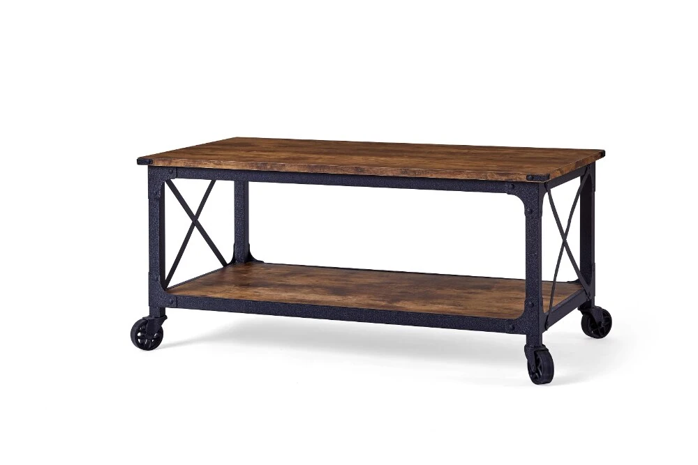 Steel & MDF Coffee Table with Lower Shelf — main view on a white background
