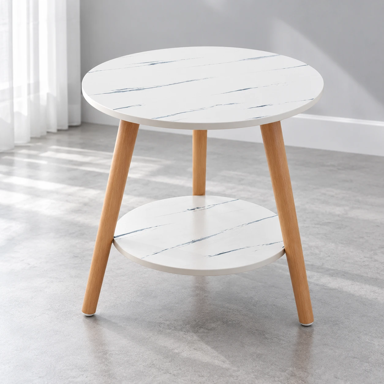 Round Two-Tier Side Table — side view