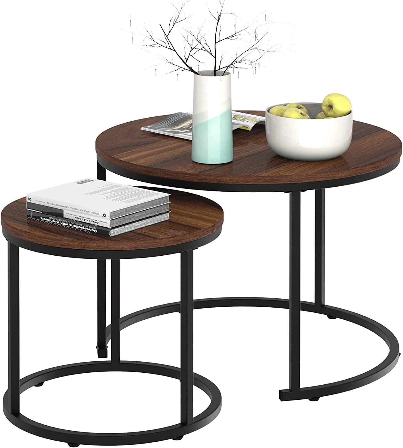 Round Nesting Coffee Table Set — main view on a white background